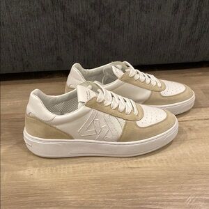 Stuart Weitzman Beige and White Sneakers